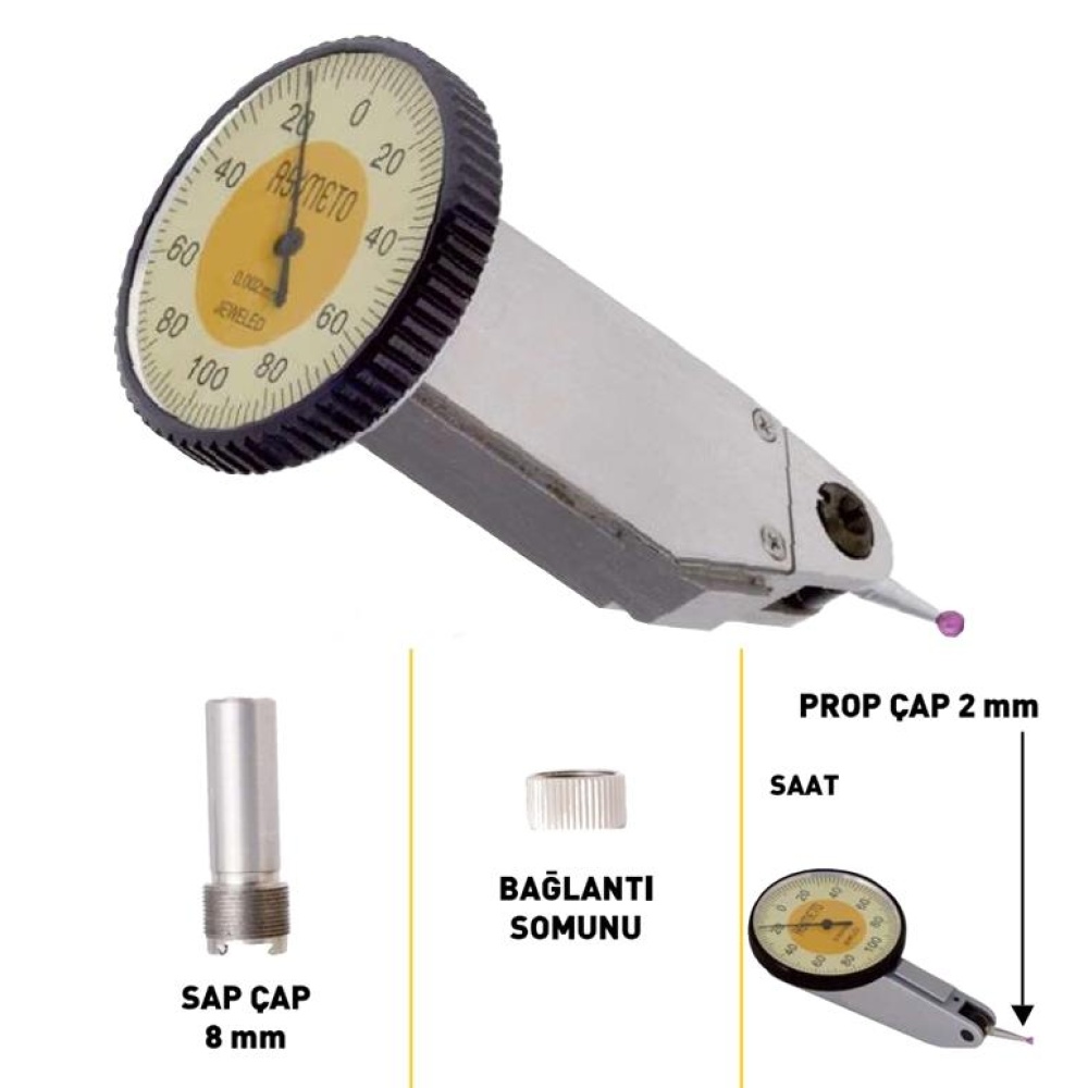 Fett 0,5mm Asimeto Dikey Temel Salgı Komparatör Saati As-502054