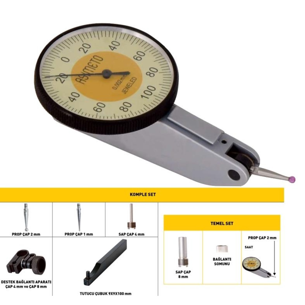 Fett 0,8mm Asimeto Yatay Komple Salgı Komparatör Saati As-501087