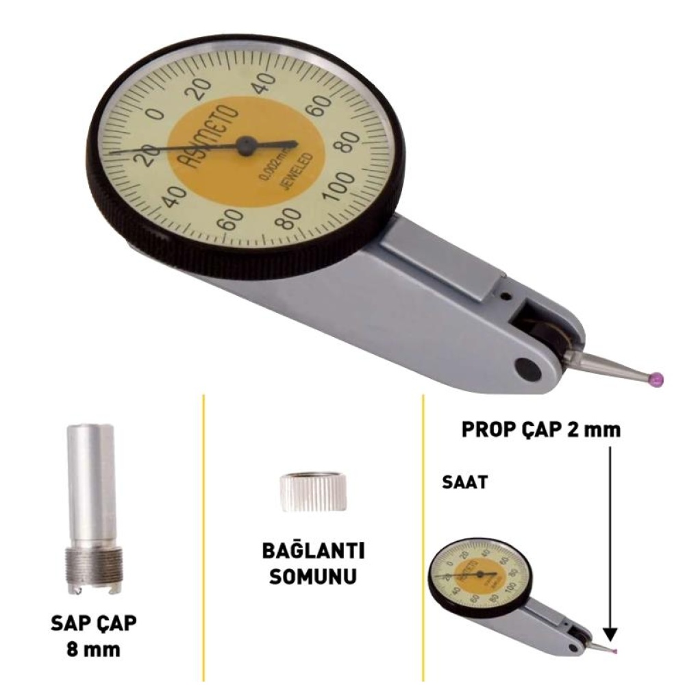 Fett 0,8mm Asimeto Yatay Temel Salgı Komparatör Saati As-501082