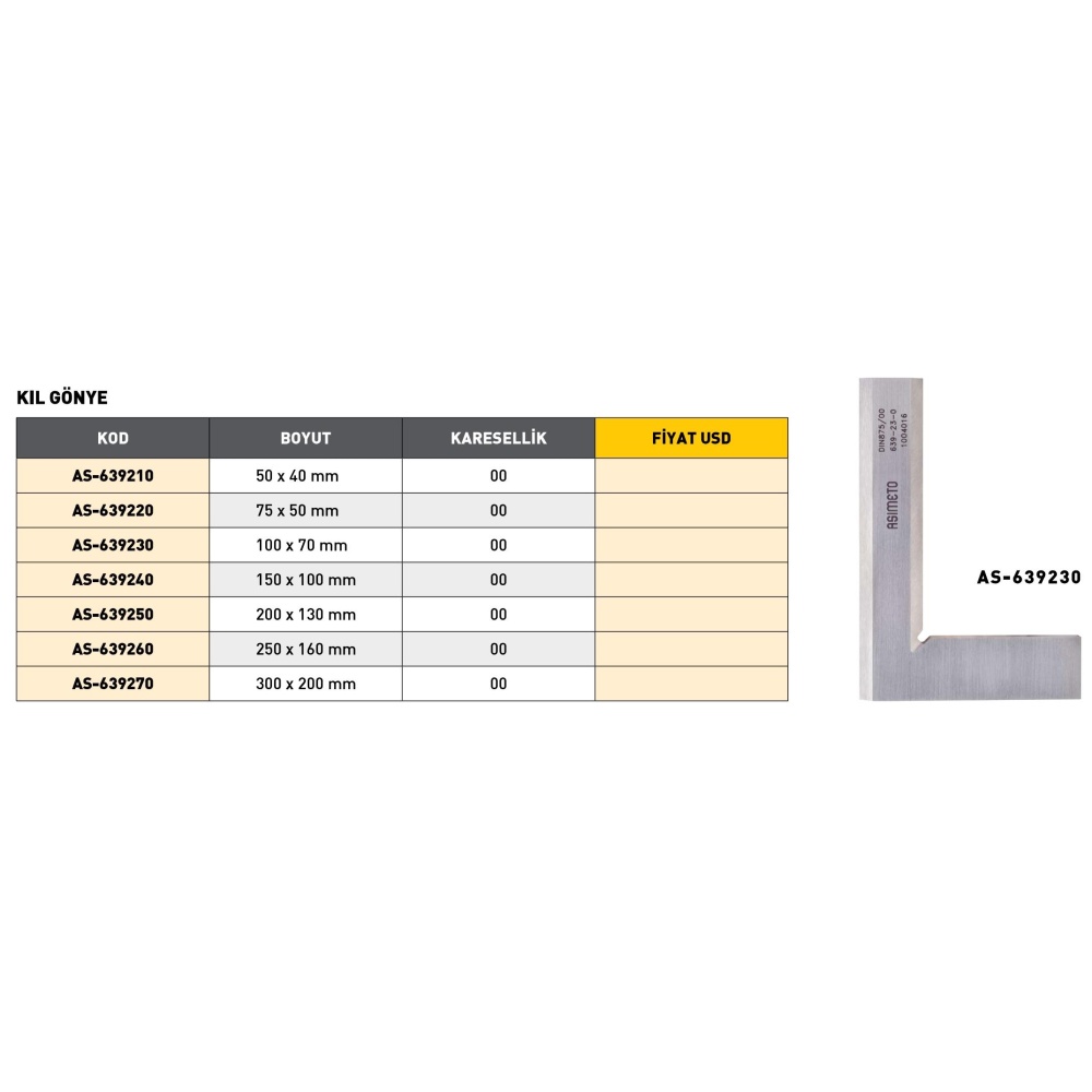 Fett 100X 70mm Asimeto Metal Kıl Gönye As-639230