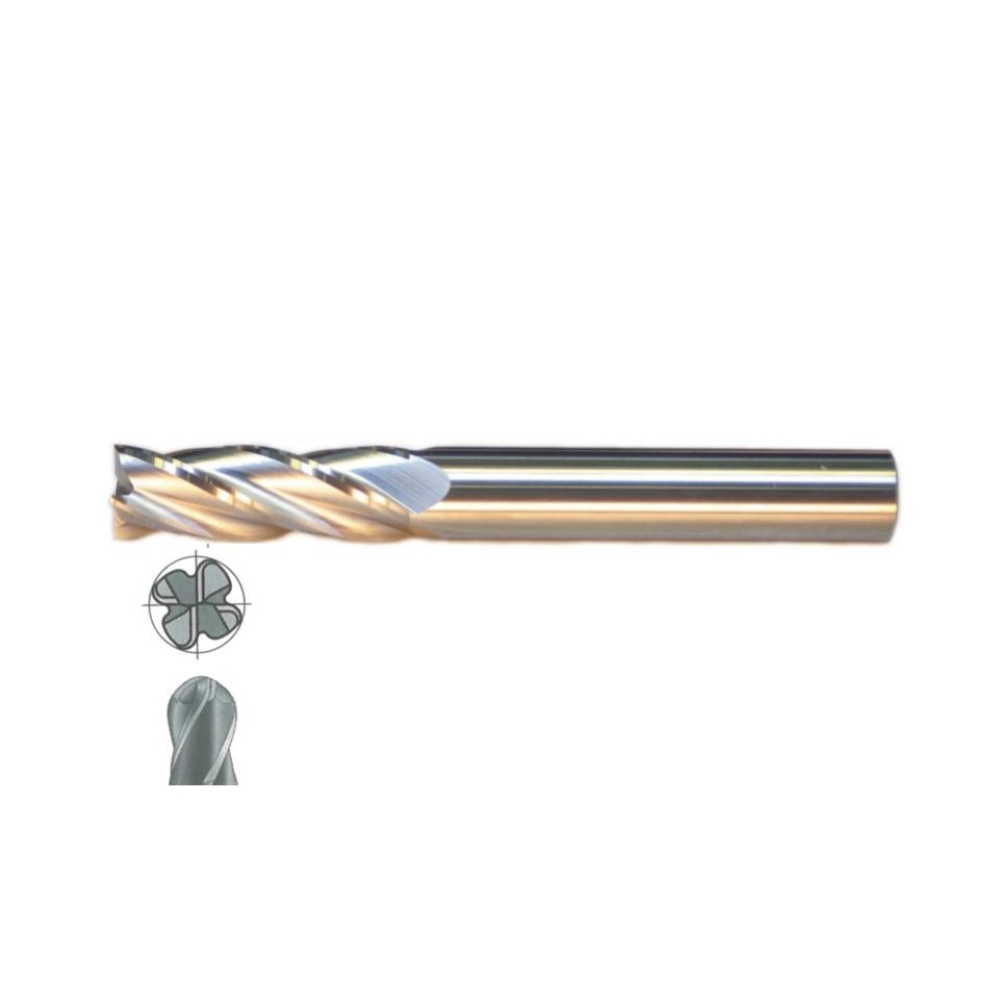 Fett 10X38 Mastercut Uzun Sert Metal 4 Ağızlı Küresel Karbür Parmak Frezesi