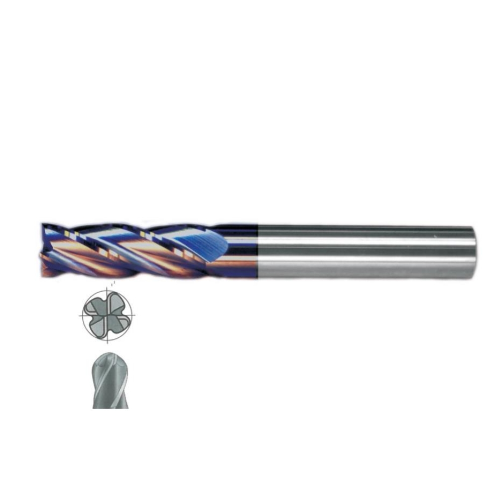 Fett 10X38 Mastercut Uzun Sert Metal 4 Ağızlı Küresel Tıaln Karbür Parmak Frezesi