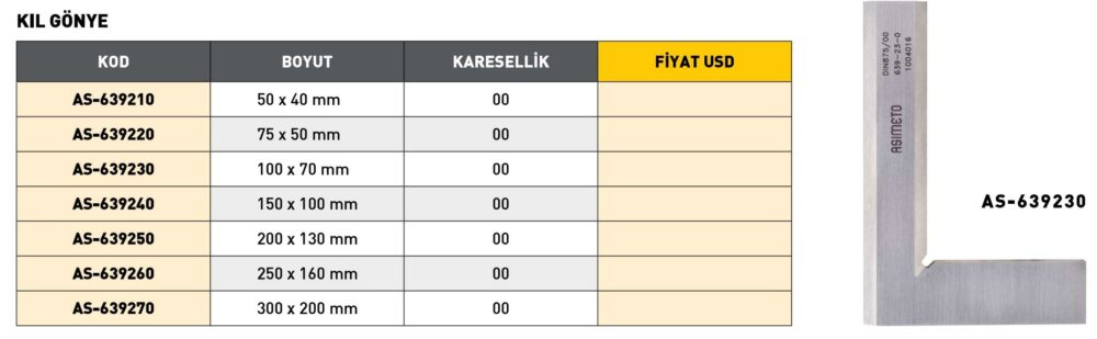 Fett 75X 50mm Asimeto Metal Kıl Gönye As-639220
