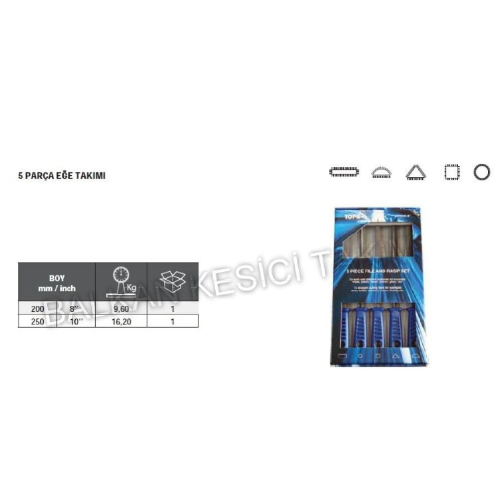 Tome 5 Parça Eğe Takımı 200mm
