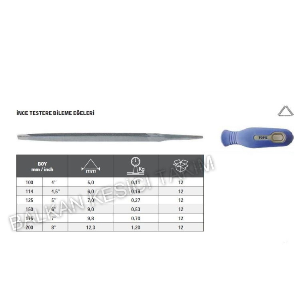 Tome İnce Testere Bileme Eğesi 175mm