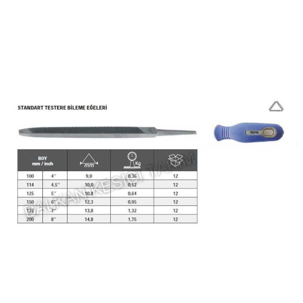 Tome Standart Testere Bileme Eğesi 114mm