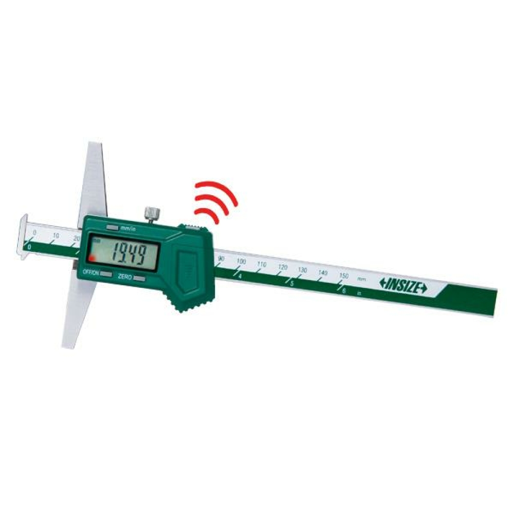 İnsize 0-200mm/0-8" Dijital Derinlik Kumpası Çift Çengelli - Kablosuz Data Transferi, Hassasiyet: 0.01mm/0.0005"