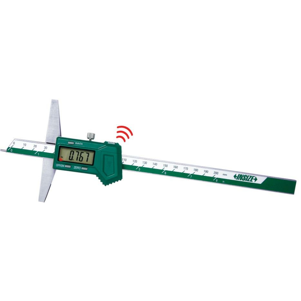 İnsize 0-200mm/0-8" Dijital Derinlik Kumpası İğne Uçlu Model - Kablosuz Data Transferi, Hassasiyet: 0.01mm/0.0005"