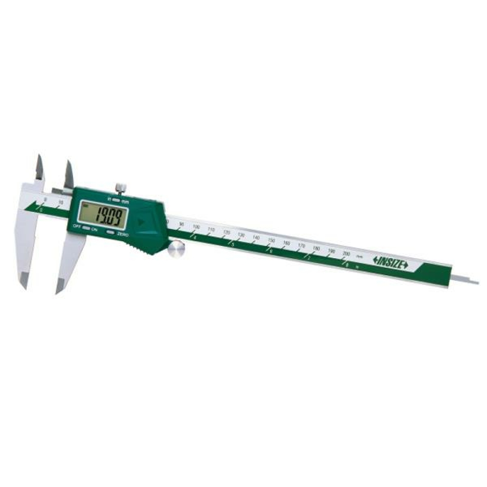 İnsize 0-200mm/0-8" Dijital Kumpas - Tek Yönlü Üst Çene (Aynı Yükseklikte Çeneler), Hassasiyet: 0.01mm/0.0005"