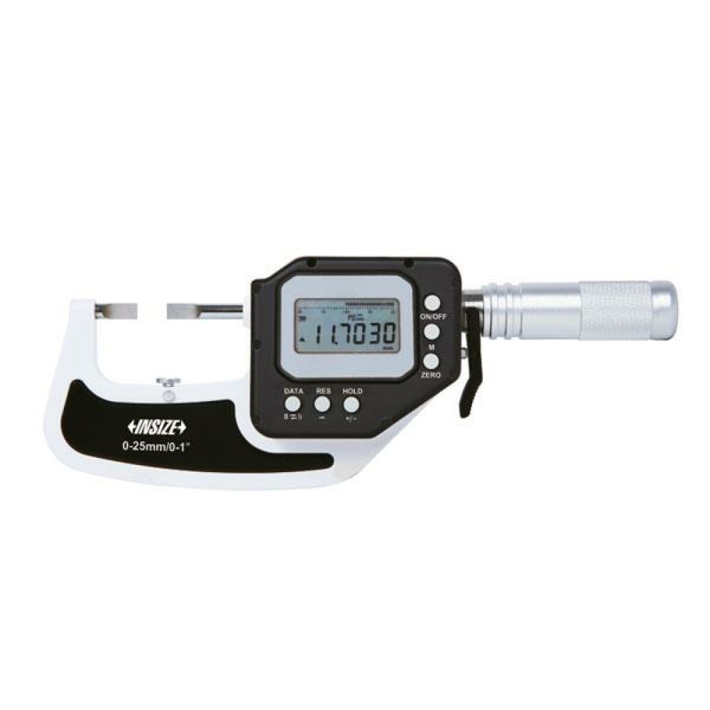 İnsize 0-25mm/0-1" Yüksek, Hassasiyet:li Dijital Bıçak Ağızlı Mikrometre / Pasometre (Veri Arayüzü Dahil), Hassasiyet: 0.0002mm/0.00001" Kod: 3352-25B