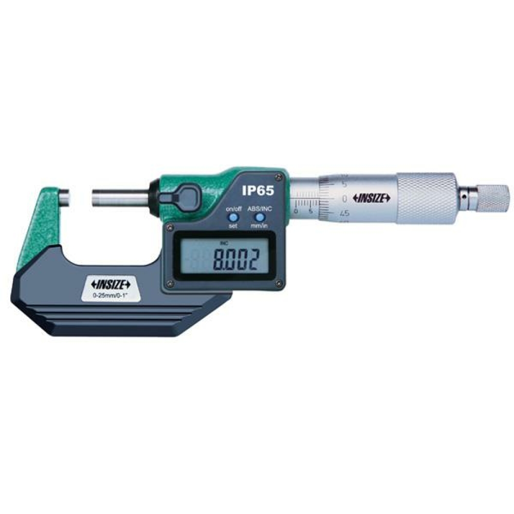 İnsize 0-25mm Dijital Mikrometre Üç Tuşlu, Ip55 (Cırcırlı), Hassasiyet: 0.001mm