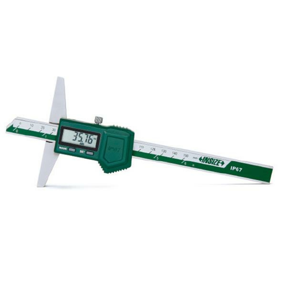 İnsize 0-300mm/0-12" Su Geçirmez Dijital Derinlik Kumpası, Taban Uzunluğu 150mm, Hassasiyet: 0.01mm/0.0005"