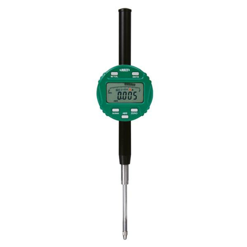İnsize 50,8mm/2" Dijital Komparatör Saati (Veri Aktarma Tuşlu Ve Işıklı Uyarı, Düz Kapak, Yukarı Çekme Kulbu), Hassasiyet: 0.001mm/0.00005"