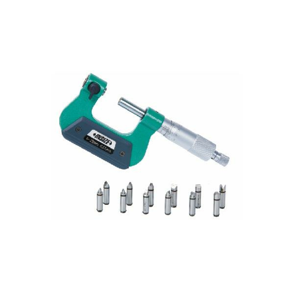 İnsize 75-100mm Vida Diş Mikrometresi (Ölçüm Uçları Dahil), Hassasiyet: 0.01mm